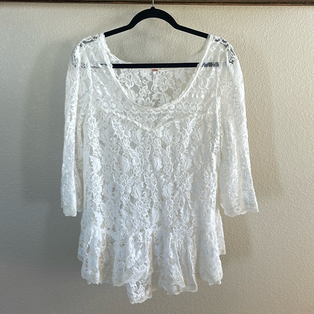 Free People Ivory Lace Tunic Top